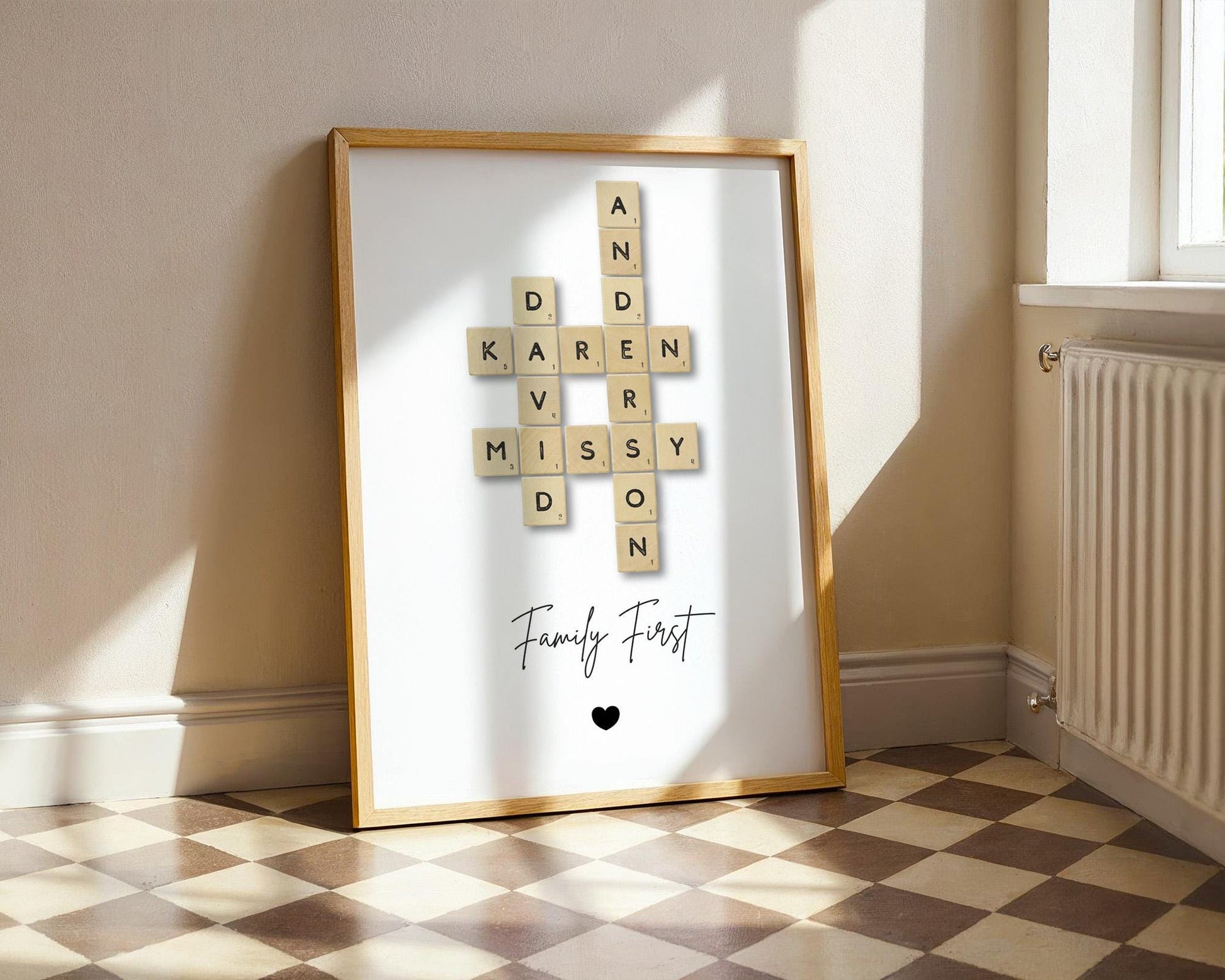 Custom Crossword, Family Name Print, Personalized Gift, Scrabble Name Print, Custom Letter Print, Crossword Poster, Unique Wedding Gift