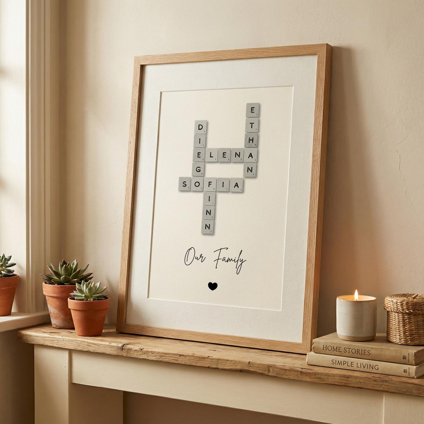 Custom Crossword, Family Name Print, Personalized Gift, Scrabble Name Print, Custom Letter Print, Crossword Poster, Unique Wedding Gift