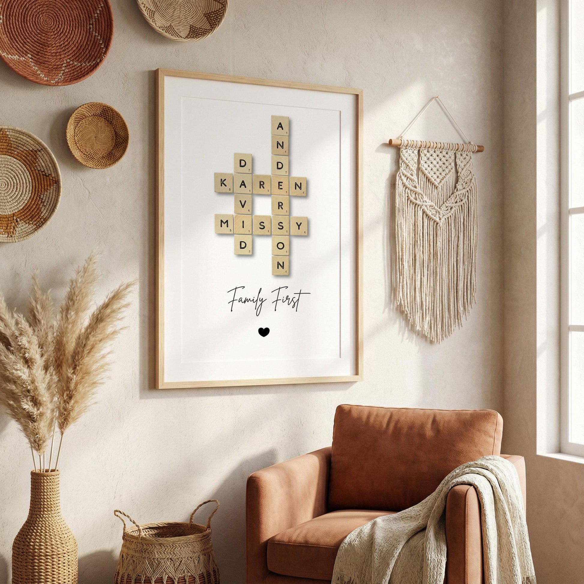 Custom Crossword, Family Name Print, Personalized Gift, Scrabble Name Print, Custom Letter Print, Crossword Poster, Unique Wedding Gift