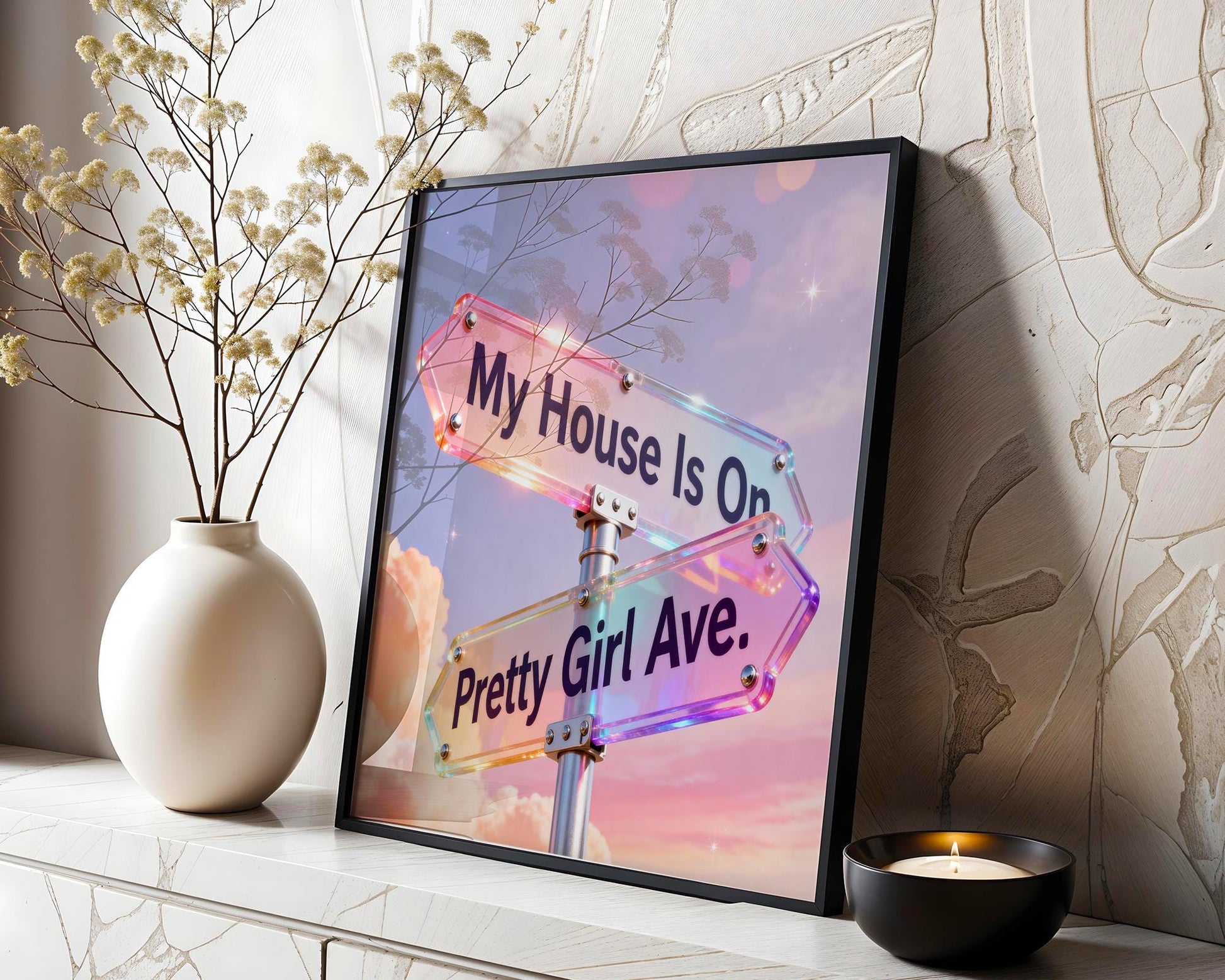 Y2K Pretty Girl Avenue Poster Digital Download, Pink Aesthetic Wall Art, Cute Typography Bedroom Wall Decor, Minimalist Dorm Room Print,