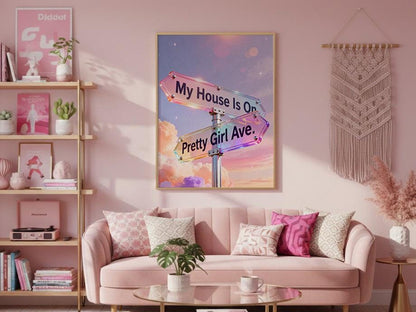 Y2K Pretty Girl Avenue Poster Digital Download, Pink Aesthetic Wall Art, Cute Typography Bedroom Wall Decor, Minimalist Dorm Room Print,