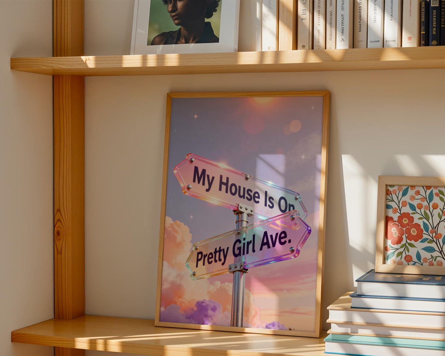 Y2K Pretty Girl Avenue Poster, Pink Aesthetic Wall Art, Cute Typography Decor, Minimalist Dorm Room Print, Trendy Bedroom Wall Decor