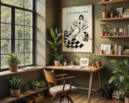 If It's Nice Play It Twice Wall Decor, Retro Vinyl Print, Funky Music Art, Vintage Aesthetic Home Design, Printed