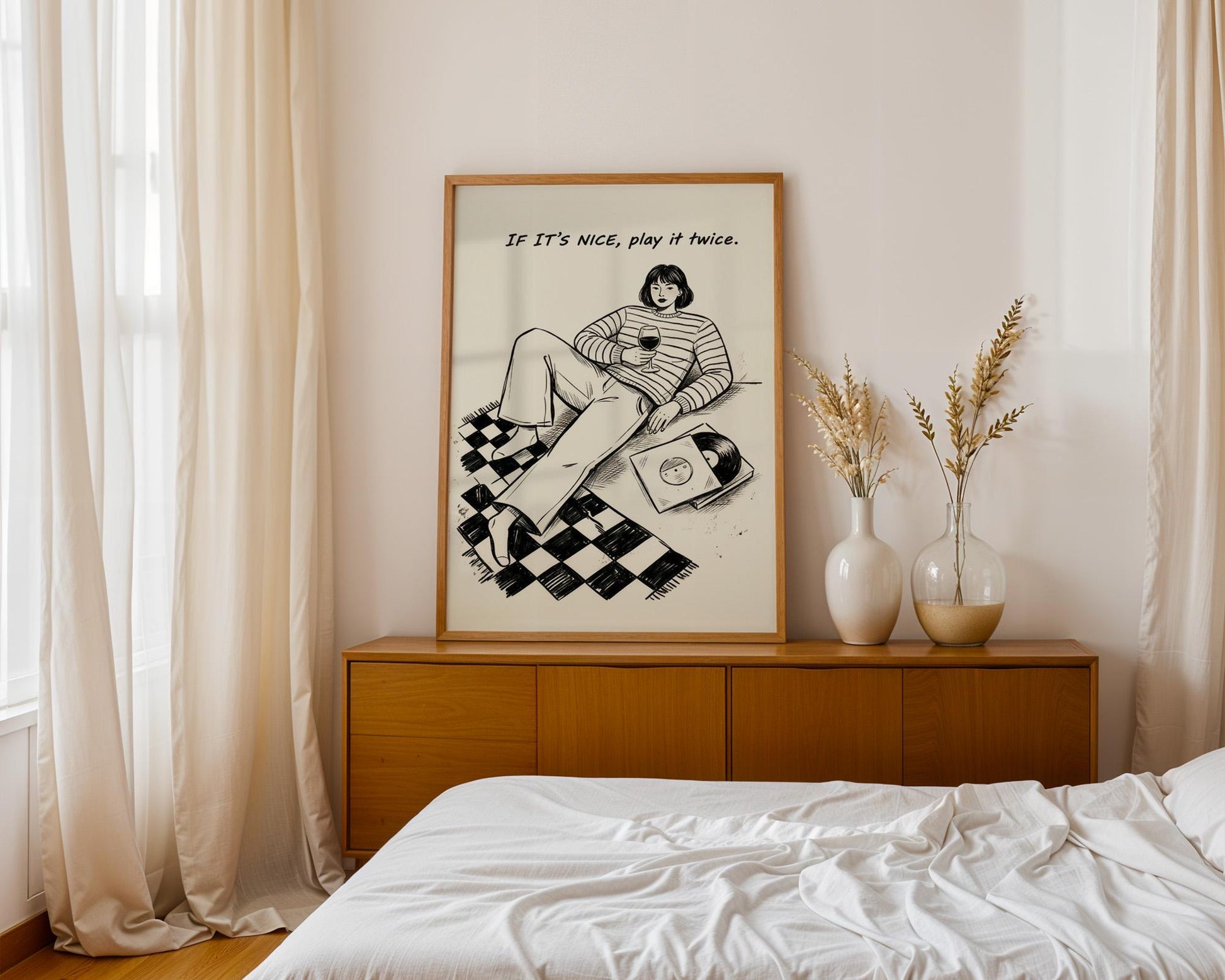 If It's Nice Play It Twice Wall Decor, Retro Vinyl Print, Funky Music Art, Vintage Aesthetic Home Design, Digital Download