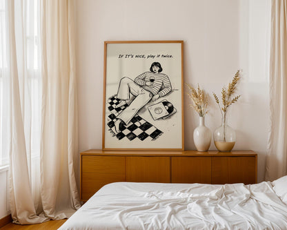 If It's Nice Play It Twice Wall Decor, Retro Vinyl Print, Funky Music Art, Vintage Aesthetic Home Design, Digital Download