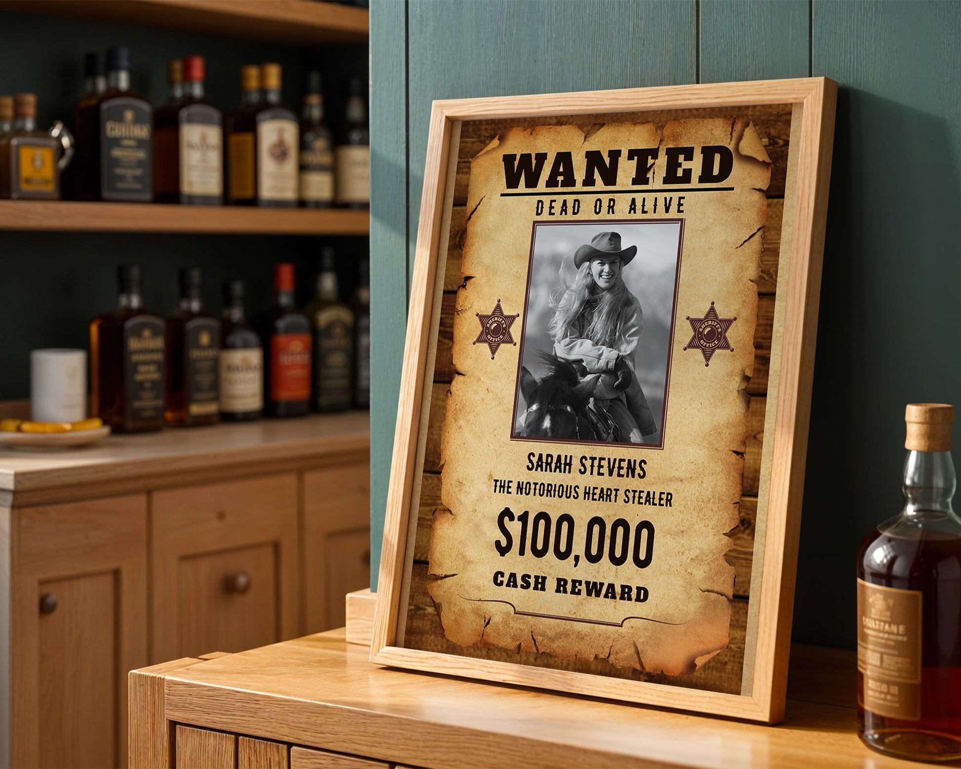 Custom Wanted Poster, Personalized Print for Western Decor, Unique Gift Idea for Cowboy Lovers, Fun Party Sign, Printed and Shipped