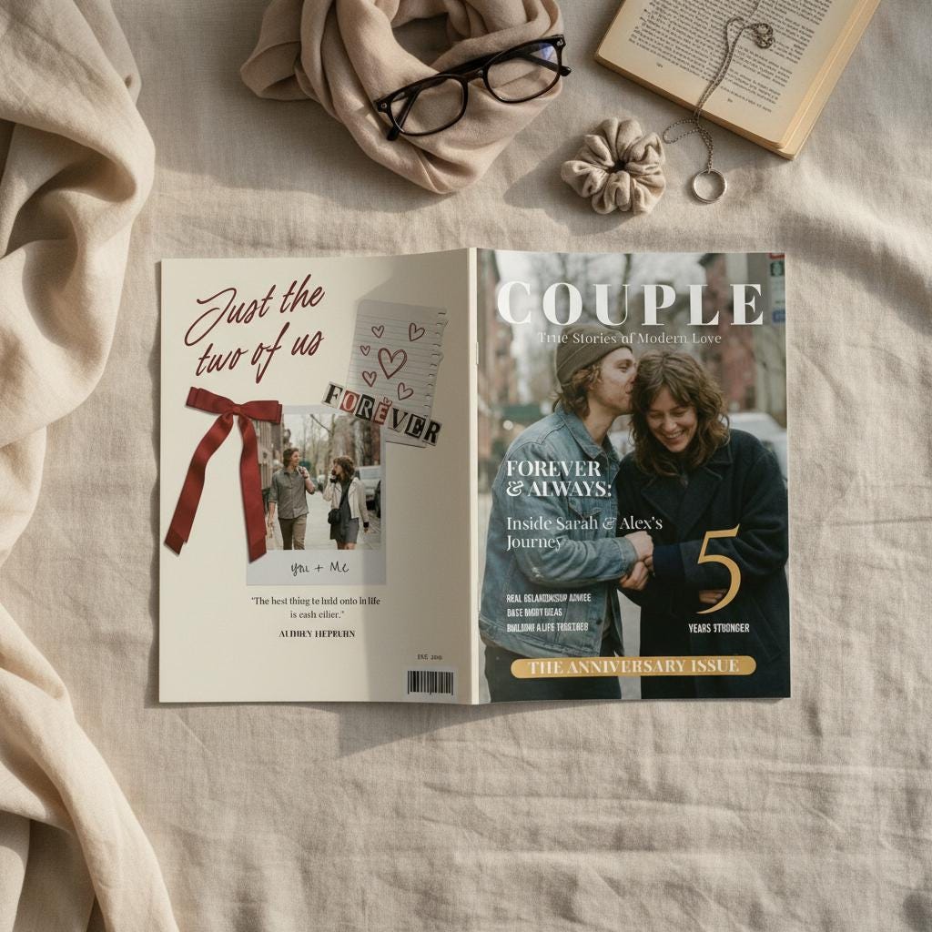 Couple Magazine Printed and Shipped, Custom Anniversary Gift, Personalized Valentine's Keepsake