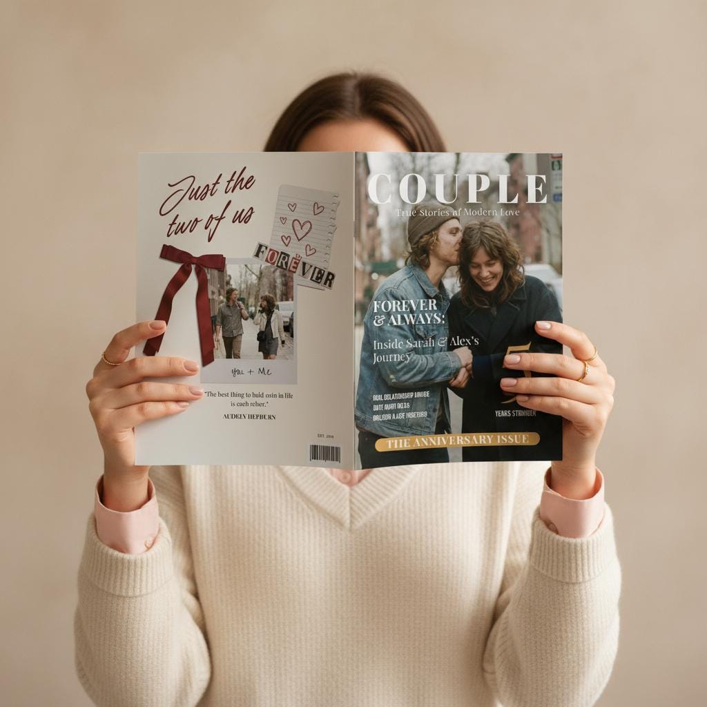 Couple Magazine Printed and Shipped, Custom Anniversary Gift, Personalized Valentine's Keepsake