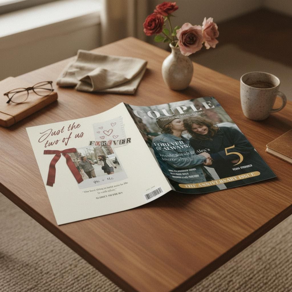 Couple Magazine Printed and Shipped, Custom Anniversary Gift, Personalized Valentine's Keepsake