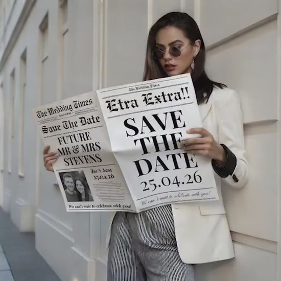 Custom Printed And Shipped Wedding Newspaper, Invitations, Save The Date, Engagement Announcement, Large Newspaper Editable, Wedding Prop