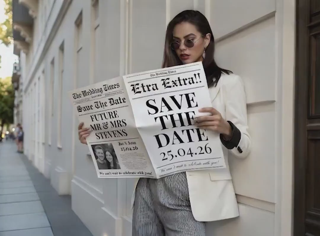 Custom Printed And Shipped Wedding Newspaper, Invitations, Save The Date, Engagement Announcement, Large Newspaper Editable, Wedding Prop