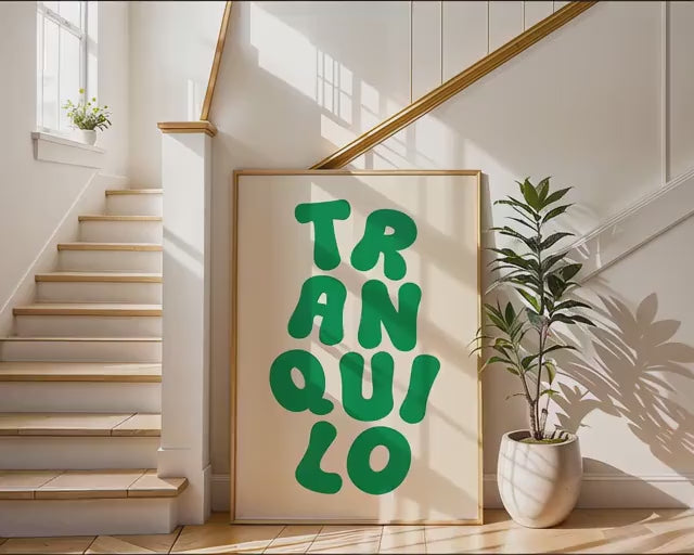 Custom Typography Wall Art, Calm Minimalist Digital Download, Retro Serenity Print, Inspirational Home Deco