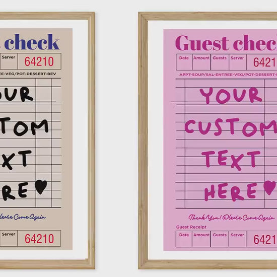 Custom Guest Check Poster | Retro Typographic Wall Art | Personalised Quote Decor for Preppy Space