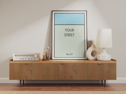 Customized Monopoly Board Game Art Print - Personalize with Your Street Name and Number for Unique Home Decor or Thoughtful Gift