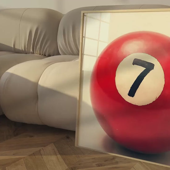 Lucky Number 7 Ball Wall Art, Boho Minimalist Prints, Modern Retro Art, Digital Download for Home Decor