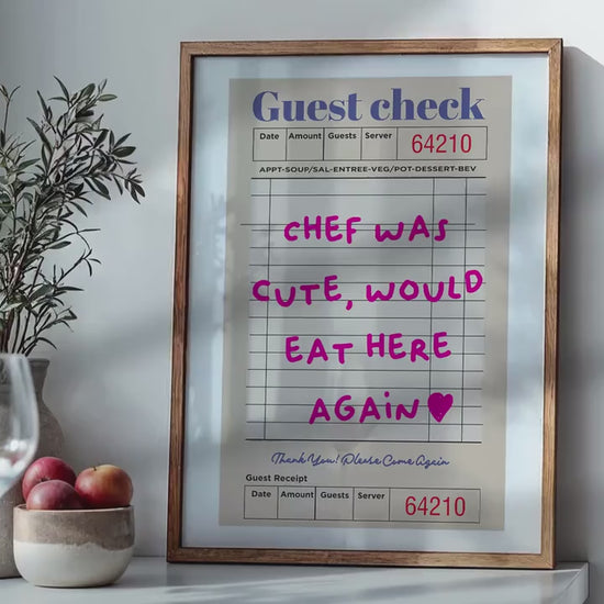 Guest Check Print, Trendy Wall Art, Chef Was Cute Would Eat Here Again, Modern Kitchen Wall Art, Dining Room Poster