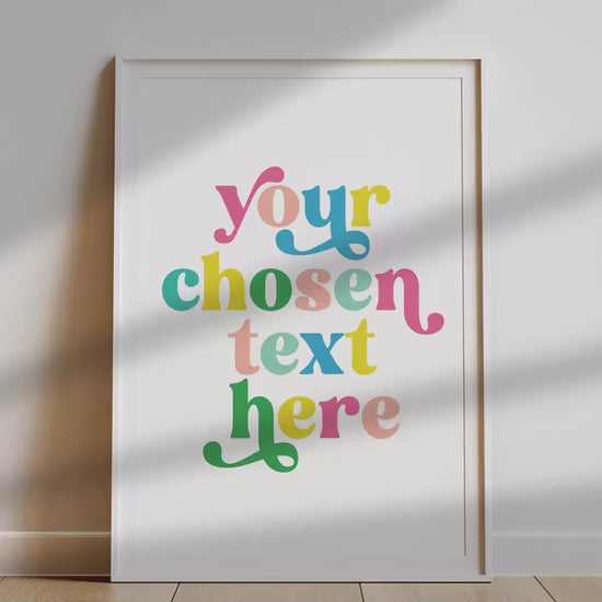 Custom Colourful Typography Print, Personalised Quote Wall Art, Custom Text Poster, Aesthetic Home Decor, Bedroom Gallery Print