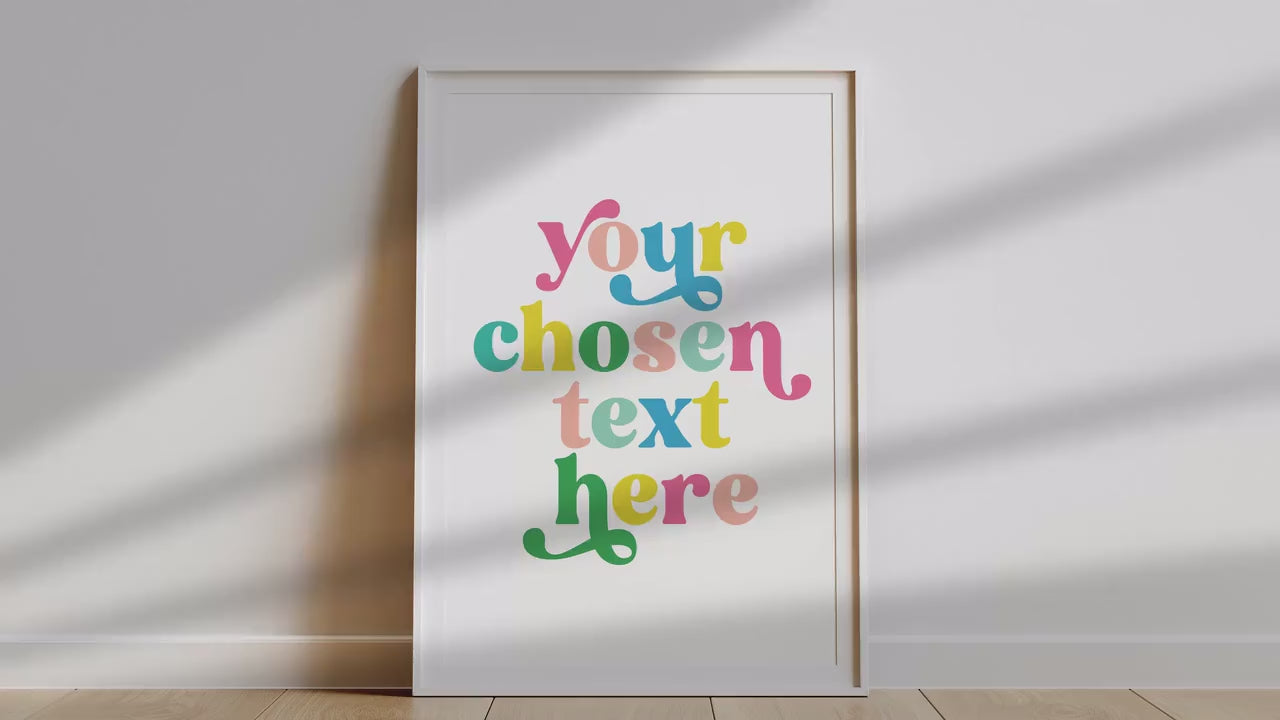 Custom Colourful Typography Print, Personalised Quote Wall Art, Custom Text Poster, Aesthetic Home Decor, Bedroom Gallery Print