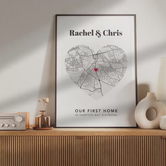 Personalised New Home Map Illustration | Black & White Housewarming Print | Custom First Home Gift for New Homeowners